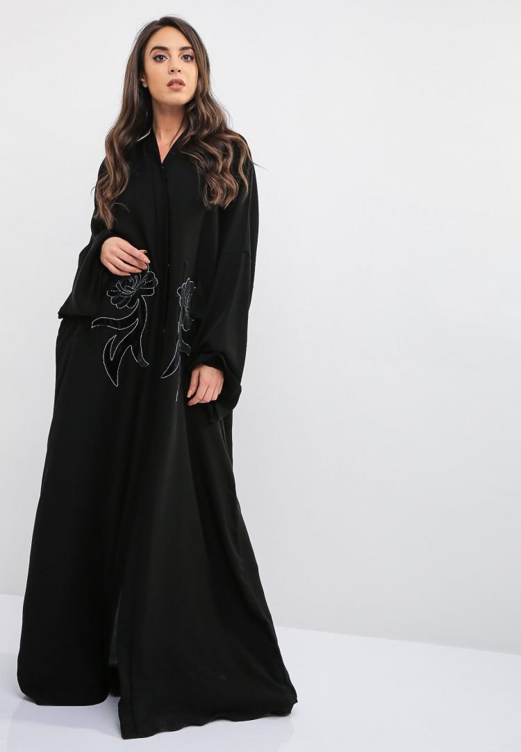 Applique Patched Pocket Style Abaya-Bousni