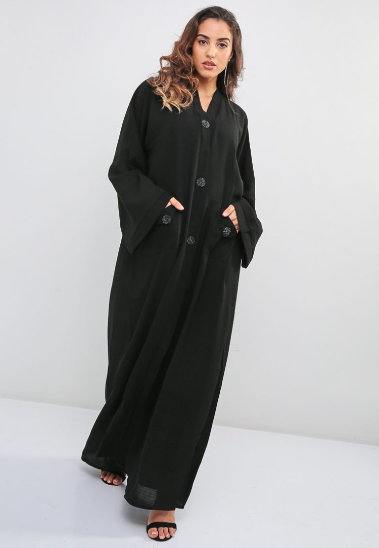 Coat Style Abaya with Pockets-MAHA ABAYAS