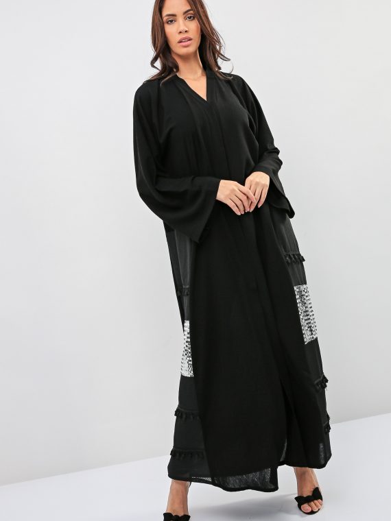 Contrast lace Detailed Abaya-Bousni