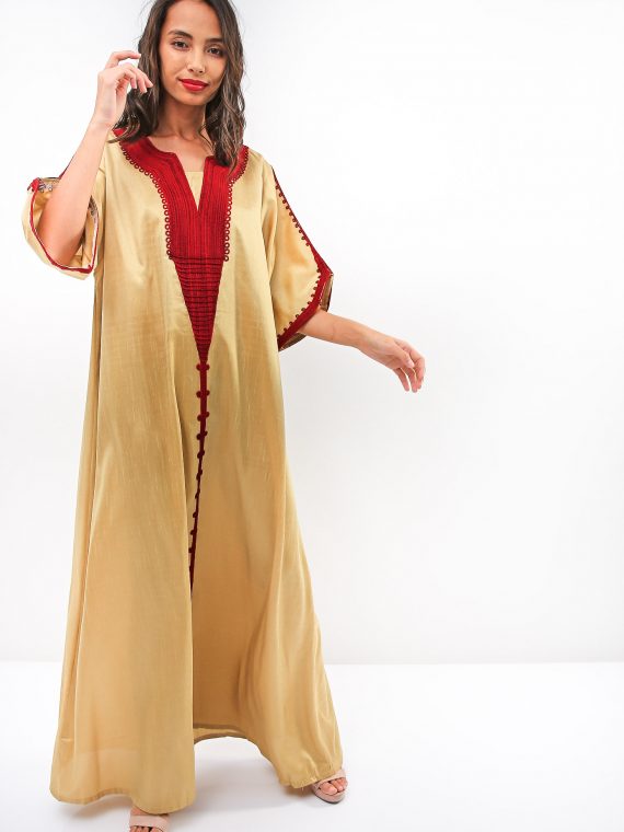 Fleece Fabric Embroidered Jalabiya-Sara Arabia