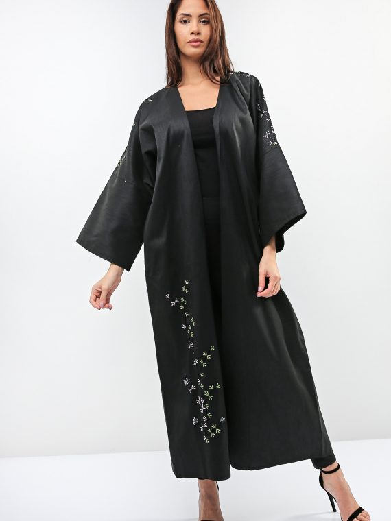 Floral Embroidered Abaya-Sara Arabia