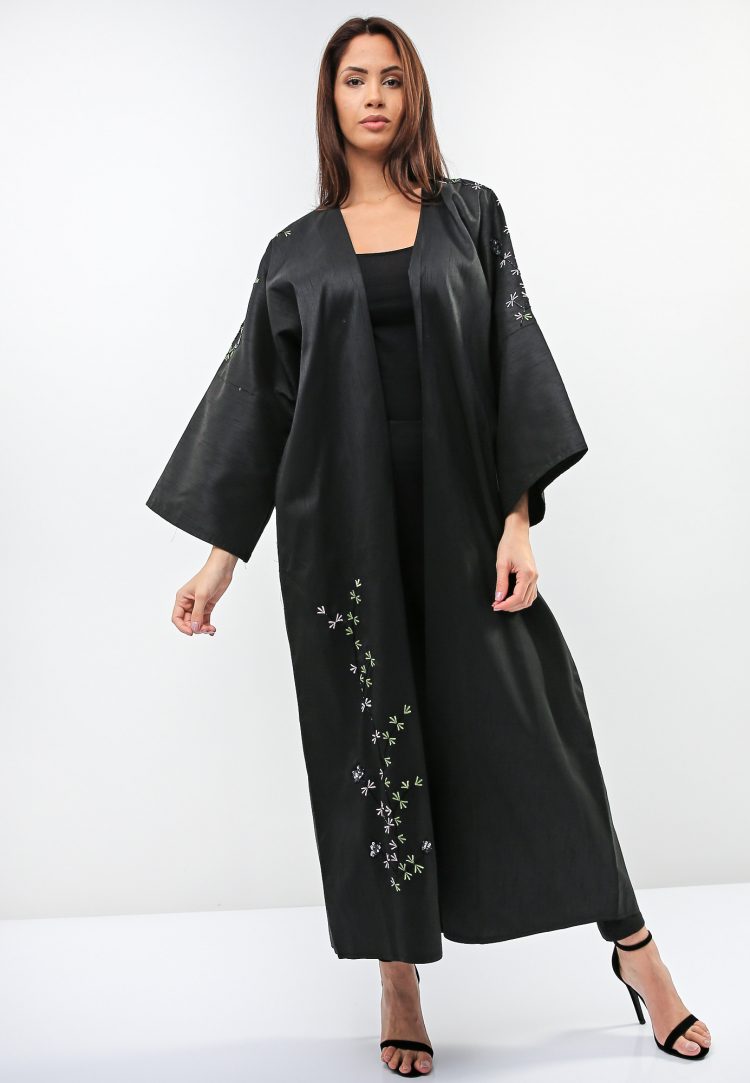 Floral Embroidered Abaya-Sara Arabia