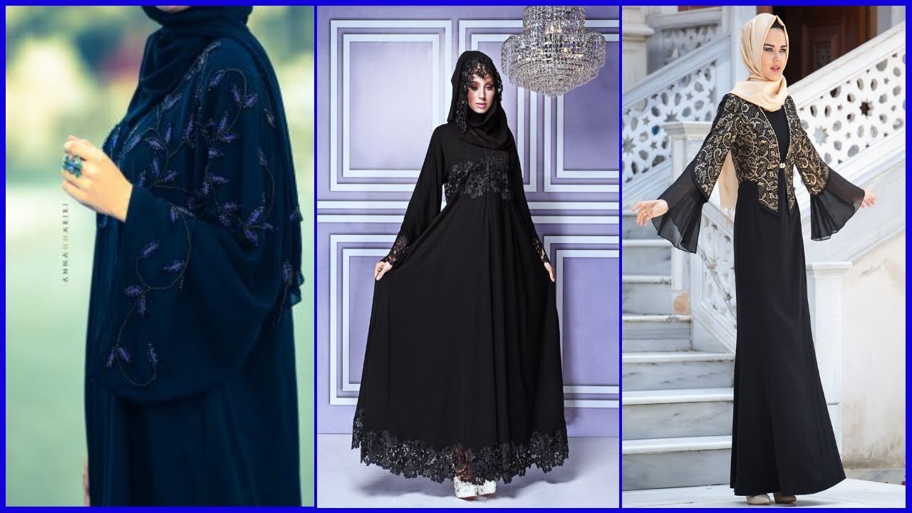 Latest Fancy Lace Embroidered Abaya Designs Collection 2018 Beautiful Designs