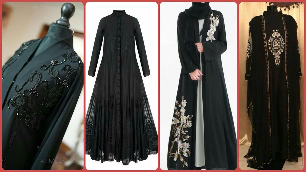Very Simple & Attractive Arabic & Dubai Black Colour Abaya Designs Collections 2019