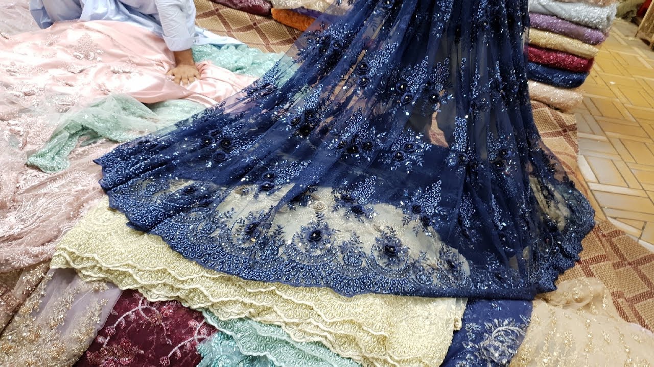 Fabric Designs #15 – Blue Saree Dubai Designer Dresses Fabric Embroidery Trends For Girls